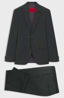 Wool-blend two-piece extra-slim-fit suit, Dark Grey