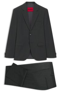 Wool-blend two-piece extra-slim-fit suit, Dark Grey