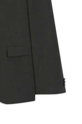 Wool-blend two-piece extra-slim-fit suit, Dark Grey