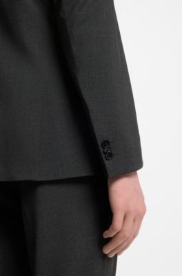 Wool-blend two-piece extra-slim-fit suit, Dark Grey