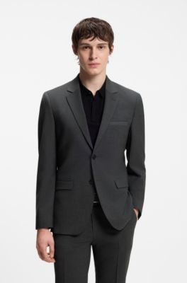 Wool-blend two-piece extra-slim-fit suit, Dark Grey