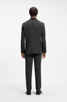 Wool-blend two-piece extra-slim-fit suit, Dark Grey