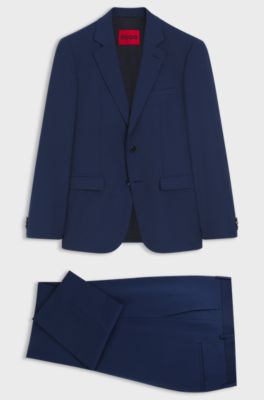 Wool-blend two-piece extra-slim-fit suit, Blue