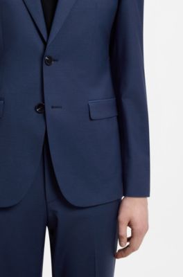 Wool-blend two-piece extra-slim-fit suit, Blue