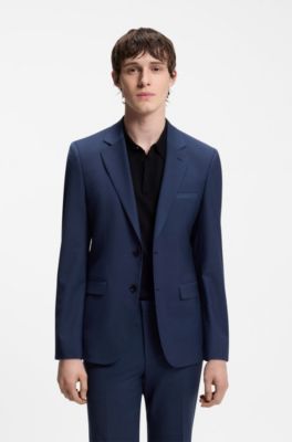 Wool-blend two-piece extra-slim-fit suit, Blue