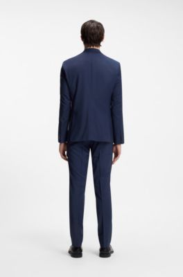 Wool-blend two-piece extra-slim-fit suit, Blue