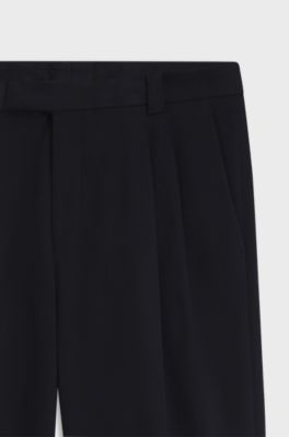 Relaxed-fit formal trousers in Italian stretch cotton, Dark Blue