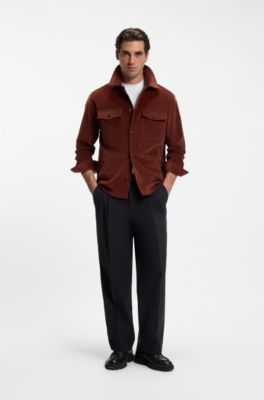 Relaxed-fit formal trousers in Italian stretch cotton, Dark Blue