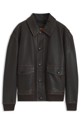 Leather aviator jacket, Dark Brown
