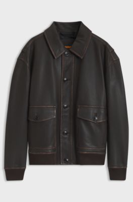 Leather aviator jacket, Dark Brown