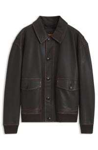 Leather aviator jacket, Dark Brown