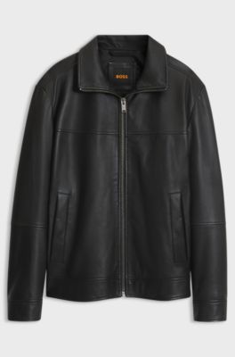 Zipped leather jacket, Black