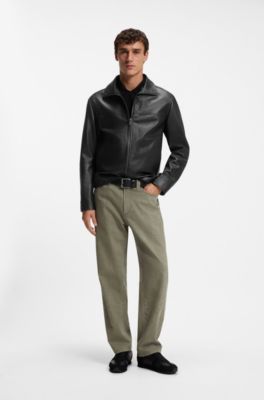 Zipped leather jacket, Black