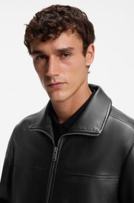 Zipped leather jacket, Black
