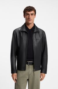 Zipped leather jacket, Black