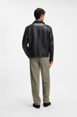 Zipped leather jacket, Black