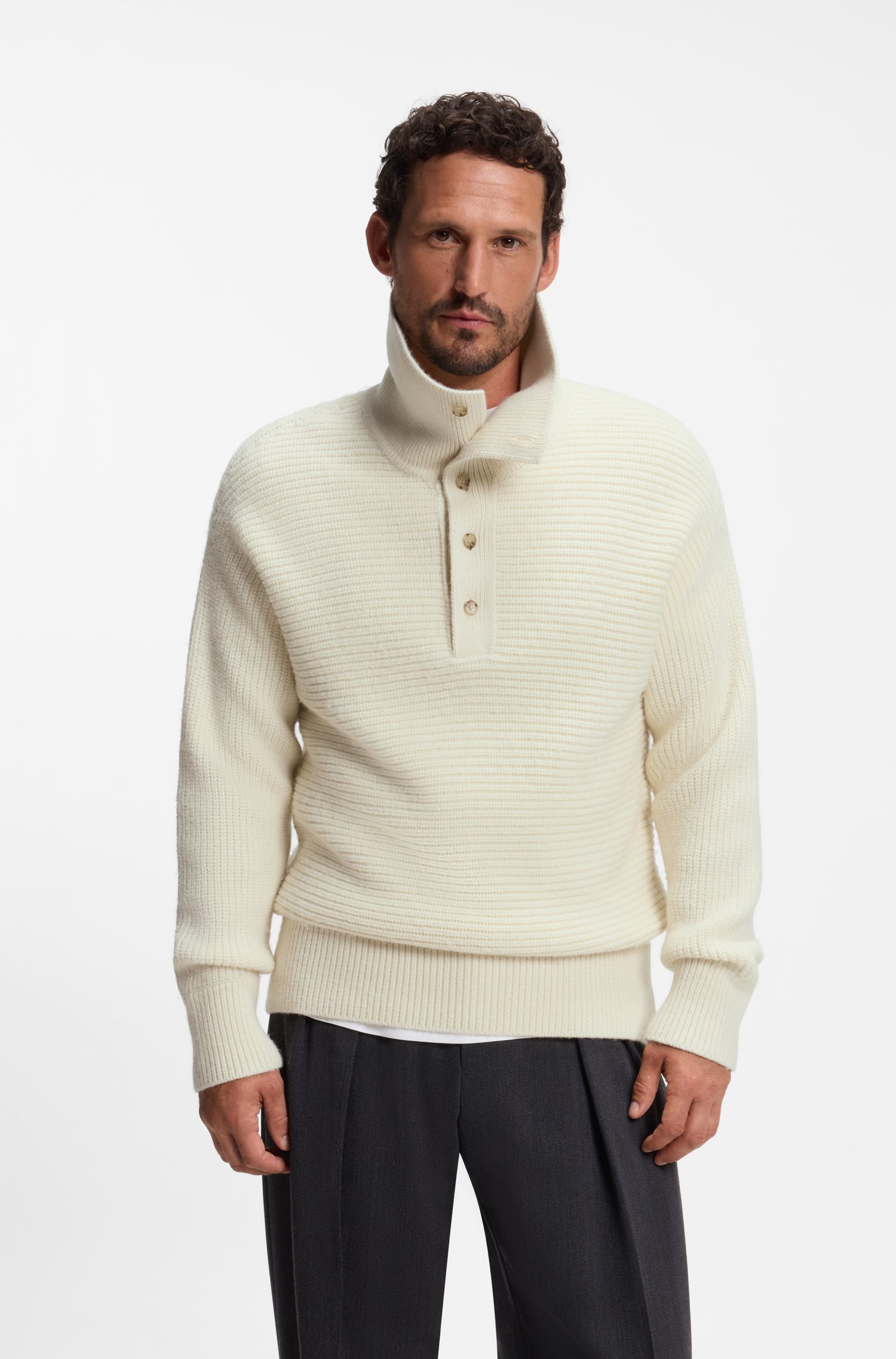 Boss BY BECKHAM sweater in virgin wool and alpaca stickade tröjor herr
