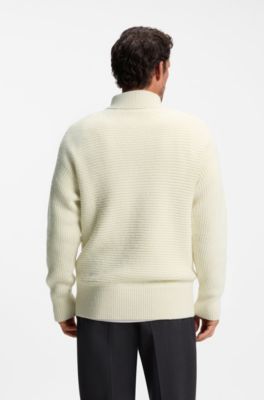 BOSS BY BECKHAM-trui van scheerwol en alpaca, Naturel