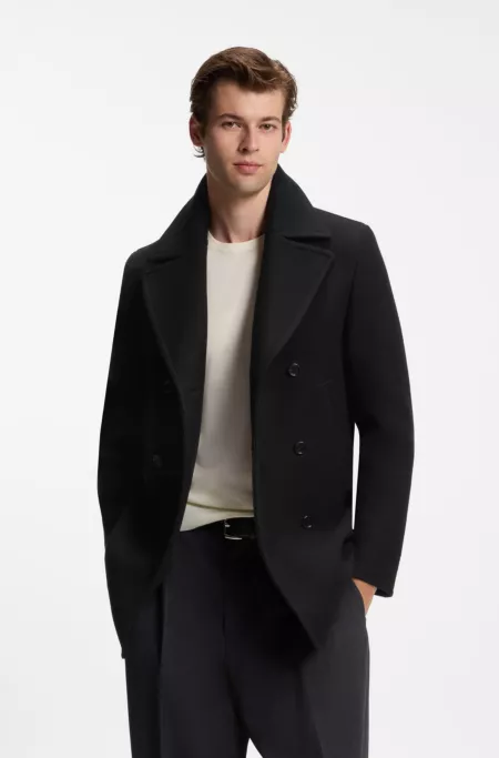 BOSS BY BECKHAM peacoat in virgin wool