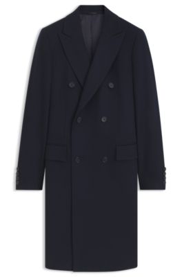 BOSS BY BECKHAM long coat in virgin wool and cashmere, Dark Blue