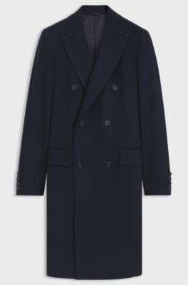 BOSS BY BECKHAM long coat in virgin wool and cashmere, Dark Blue