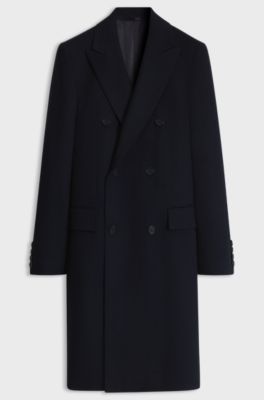 BOSS BY BECKHAM long coat in virgin wool and cashmere, Dark Blue