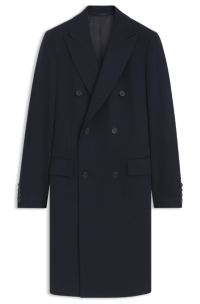 BOSS BY BECKHAM long coat in virgin wool and cashmere, Dark Blue