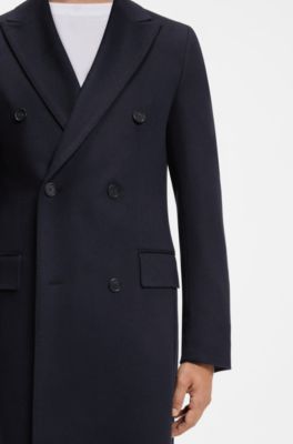 BOSS BY BECKHAM long coat in virgin wool and cashmere, Dark Blue