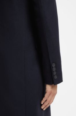 BOSS BY BECKHAM long coat in virgin wool and cashmere, Dark Blue