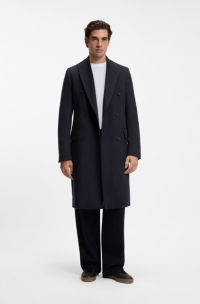 BOSS BY BECKHAM langer Mantel aus Schurwolle und Kaschmir, Dunkelblau