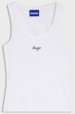 Extra-slim-fit tank top with puff-print logo, White