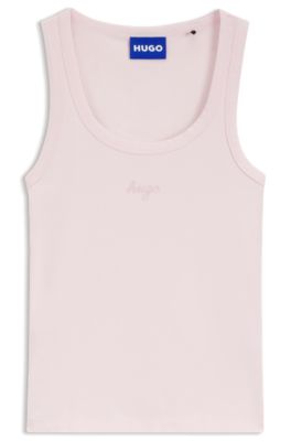 HUGO - Débardeur Extra Slim avec logo imprimé en relief - Rose clair