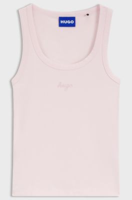 Extra Slim-Fit Tanktop mit Logo-Print, Hellrosa