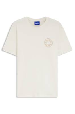 Regular-fit T-shirt in cotton with jeans-button print 1
