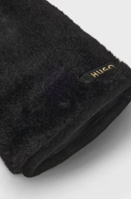 Womenswear gloves with metal logo letters, Black