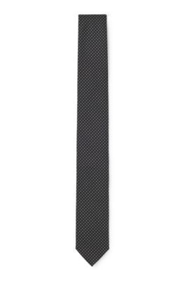 Jacquard-woven silk-blend tie with dot motif, Black