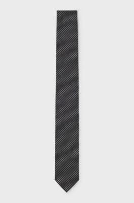 Jacquard-woven silk-blend tie with dot motif, Black