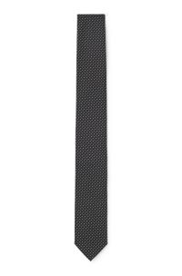 Jacquard-woven silk-blend tie with dot motif, Black