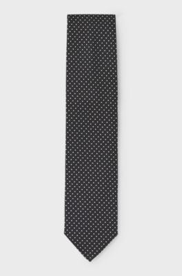 Jacquard-woven silk-blend tie with dot motif, Black
