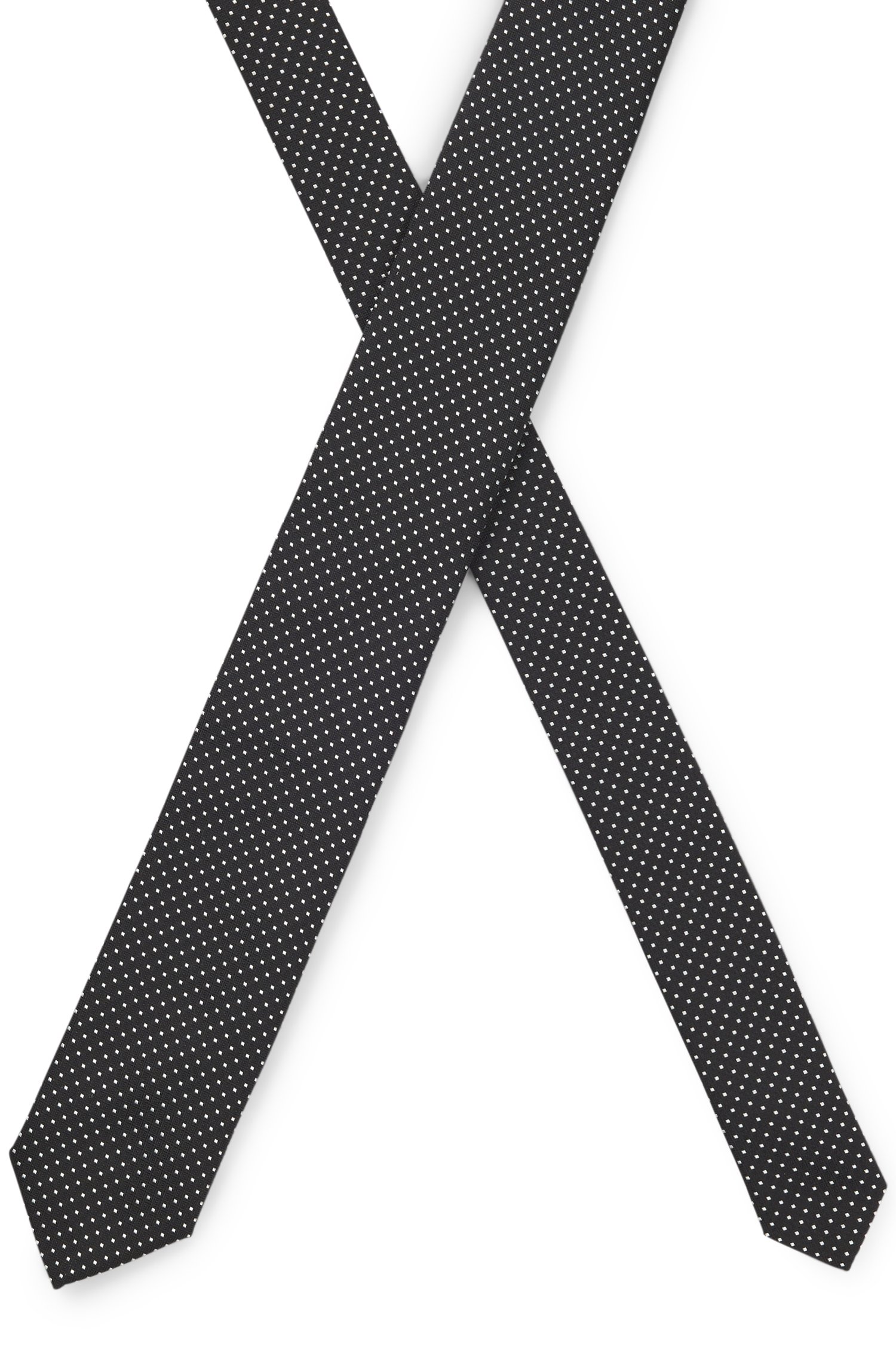 Hugo Jacquard-woven silk-blend tie with dot motif slipsar herr – bild 4
