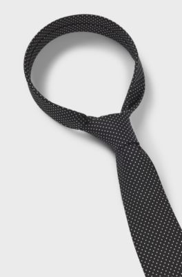 Jacquard-woven silk-blend tie with dot motif, Black