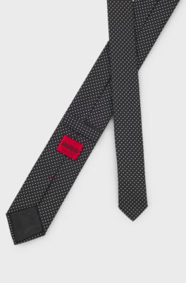 Jacquard-woven silk-blend tie with dot motif, Black