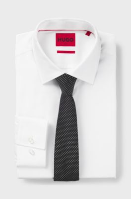Jacquard-woven silk-blend tie with dot motif, Black