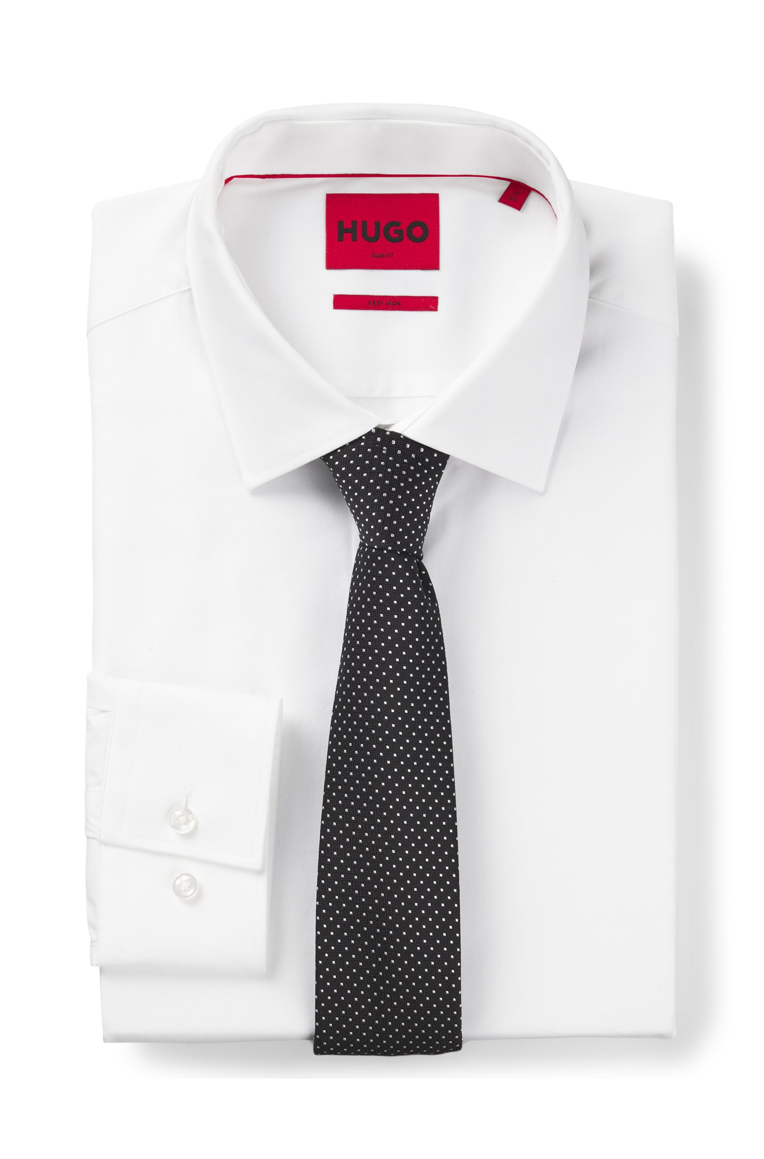 Hugo Jacquard-woven silk-blend tie with dot motif slipsar herr – bild 2