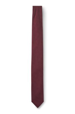 Jacquard-woven silk-blend tie with dot motif, Dark pink