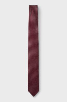 Jacquard-woven silk-blend tie with dot motif, Dark pink