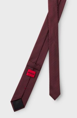 Jacquard-woven silk-blend tie with dot motif, Dark pink