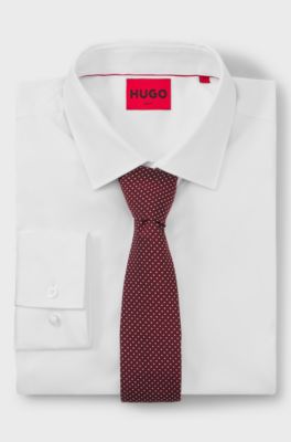 Jacquard-woven silk-blend tie with dot motif, Dark pink
