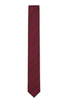 Modern silk-blend tie with a stripe motif, Dark pink
