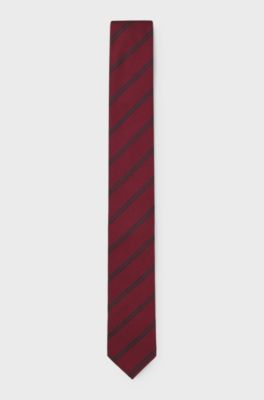 Modern silk-blend tie with a stripe motif, Dark pink
